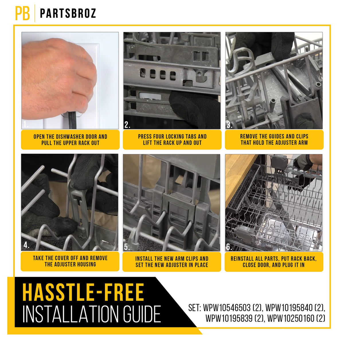 Dishwasher Top Rack Adjuster for Maytag JDB8200AWS3