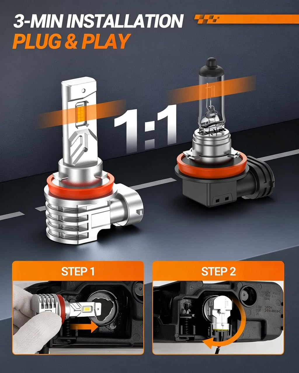 H11 LED Fog Light Bulb, 35000LM 6500K Cool White, H16 H8 LED Fog Lights Brighter Road Visibility in Fog & Rain