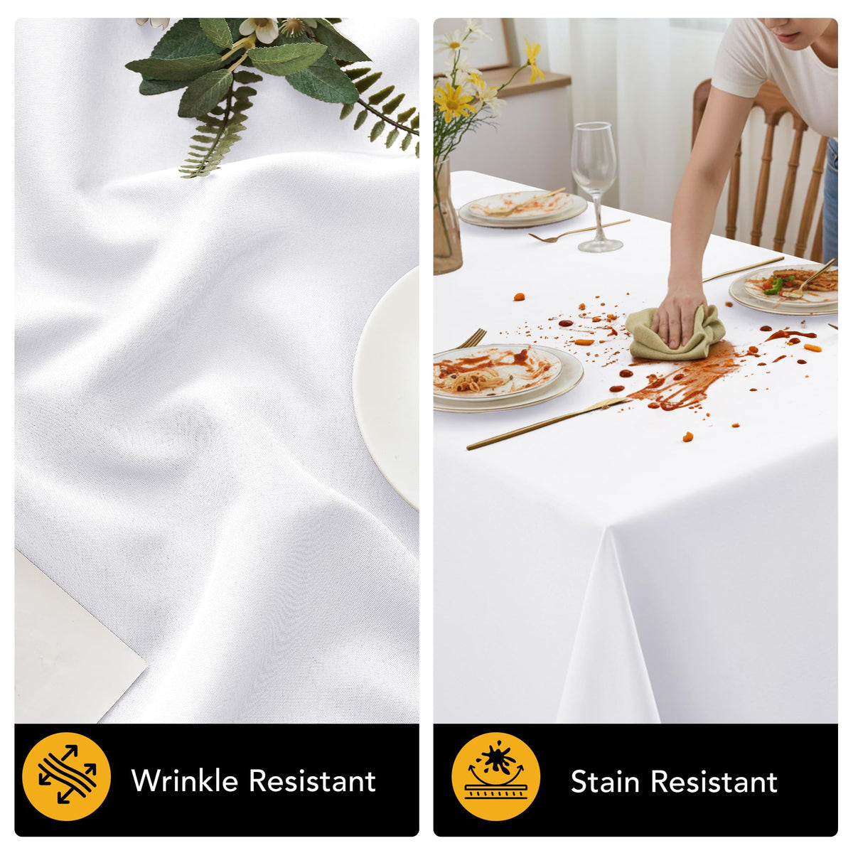 6-Pack White Tablecloths for Rectangle Tables, 90 x 156 Inches