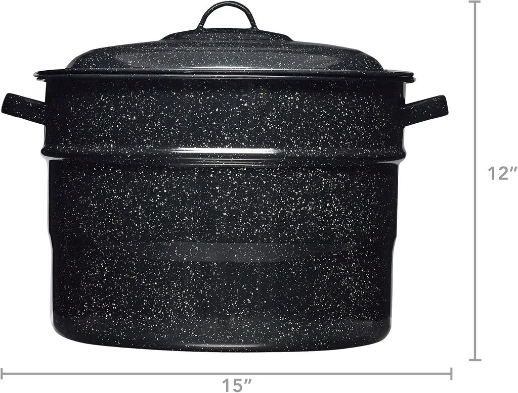 21.5 Quart Water Bath Canner – Large Enamel Canning Pot with Rack and Lid, Heavy Duty Water Bath Canning Pot with