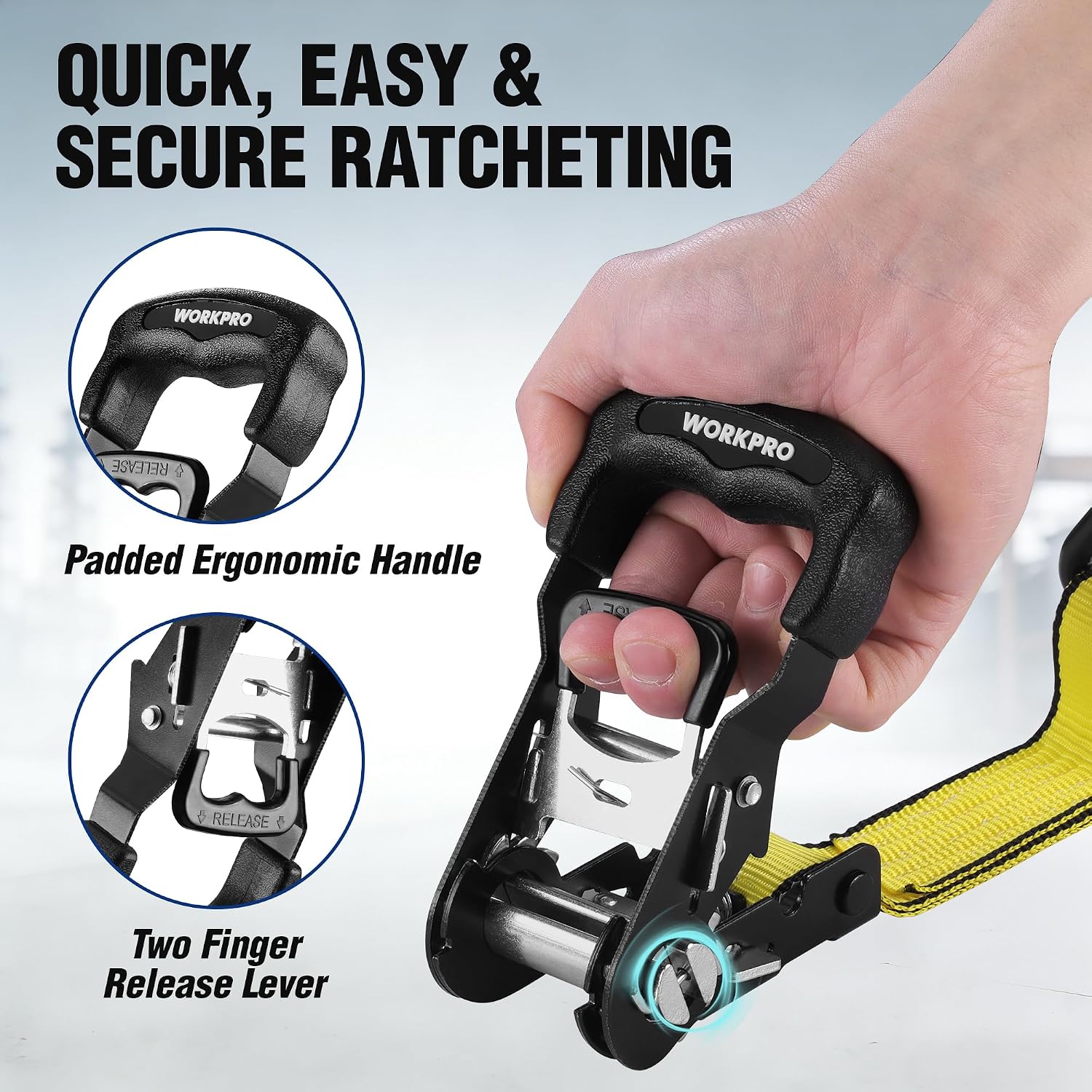 Ratchet Tie Down Straps, 2-Pack | 1.5" x 16' | 3300 lbs Break Strength Heavy Duty Ratchet Straps, Fits for Moving