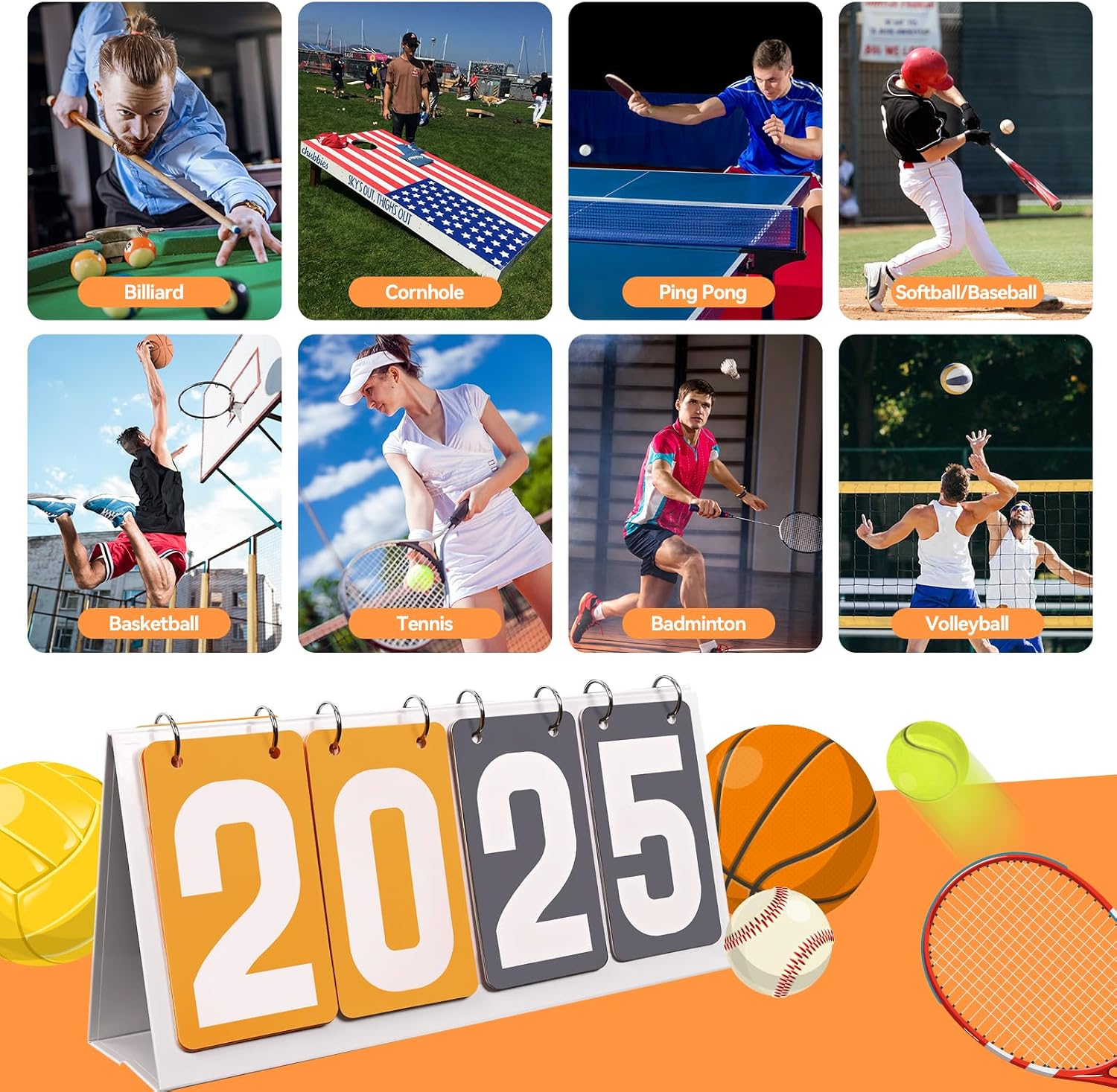 Scoreboard Flip Tabletop Score Counter – Portable, Waterproof & Durable for Pool, Table Tennis, Badminton