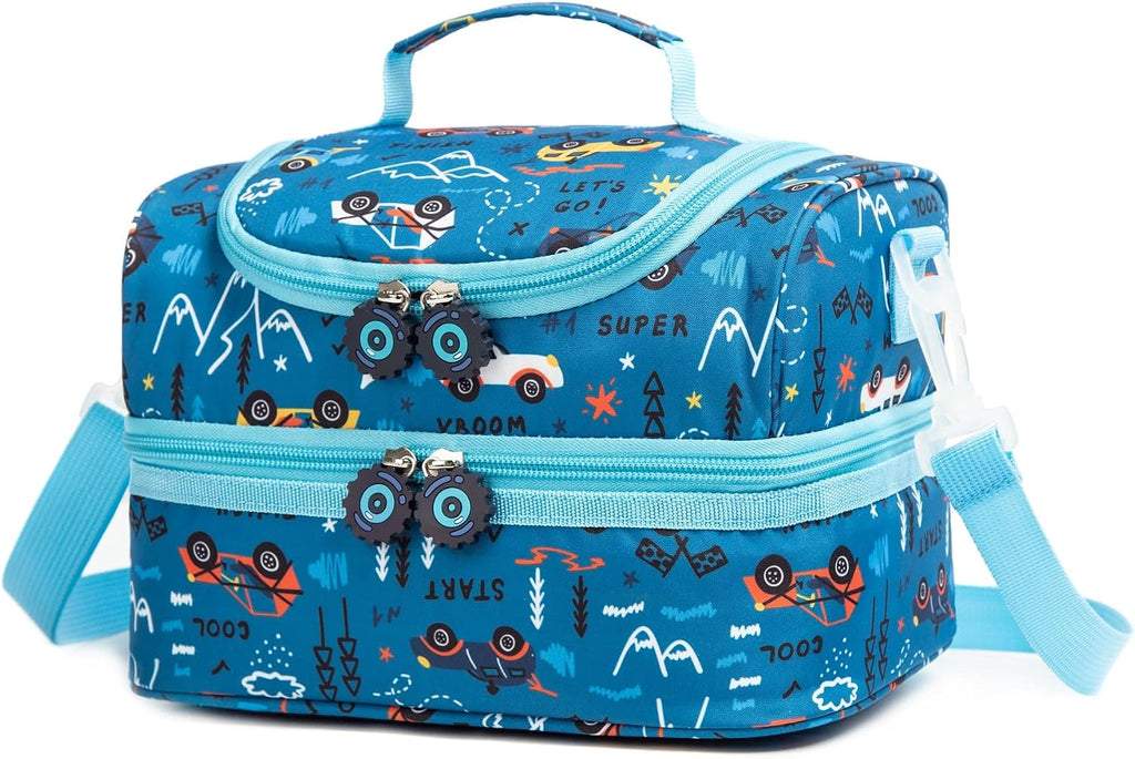 Insulated Kids Dual Compartment Lunch Bags Tote Pack for Girls Boys Toddler Kindergarten School Picnic Food Cooler