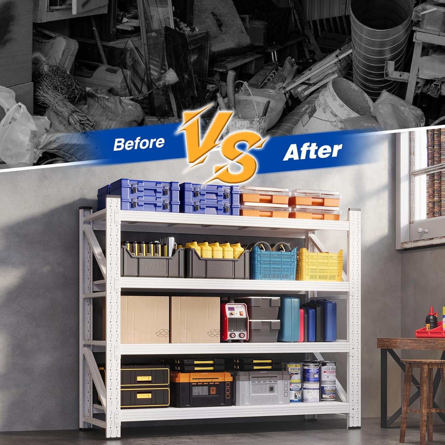 48" W Storage Shelves 3000lbs Garage Metal Shelving Heavy Duty Garage Shelves Adjustable Storage Shelves for
