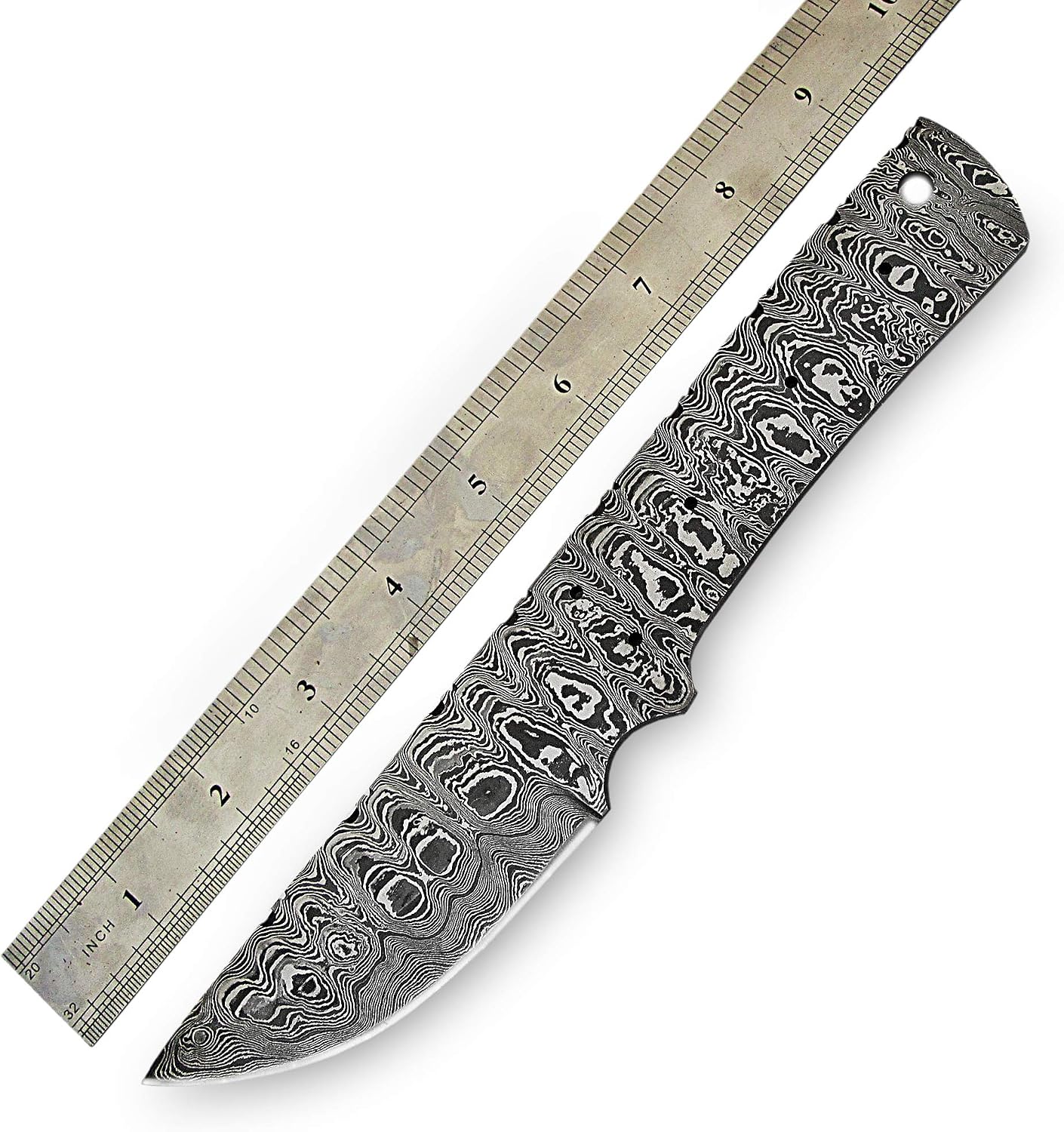 ColdLand 9.50" Hand Forged Damascus Steel Knife Blank Blade for Knife Making Kit Supplies Includes Rose Wood, Brass