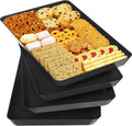 4-Pack Serving Tray Set, Reusable Plastic Serving Platter for Party Supplies, Entertaining, Grilling Accessories