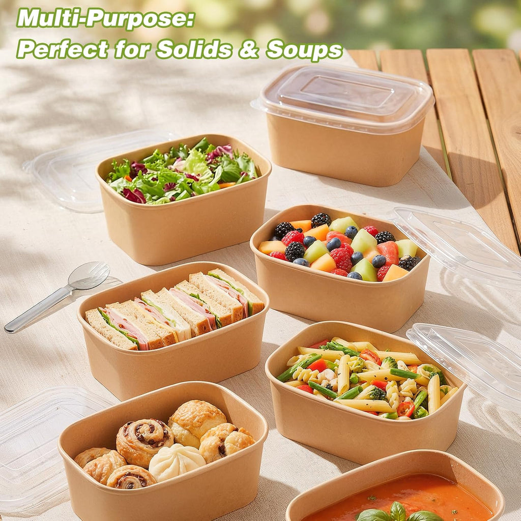 60 Packs 35oz Disposable Meal Prep Containers with Lids & Utensils