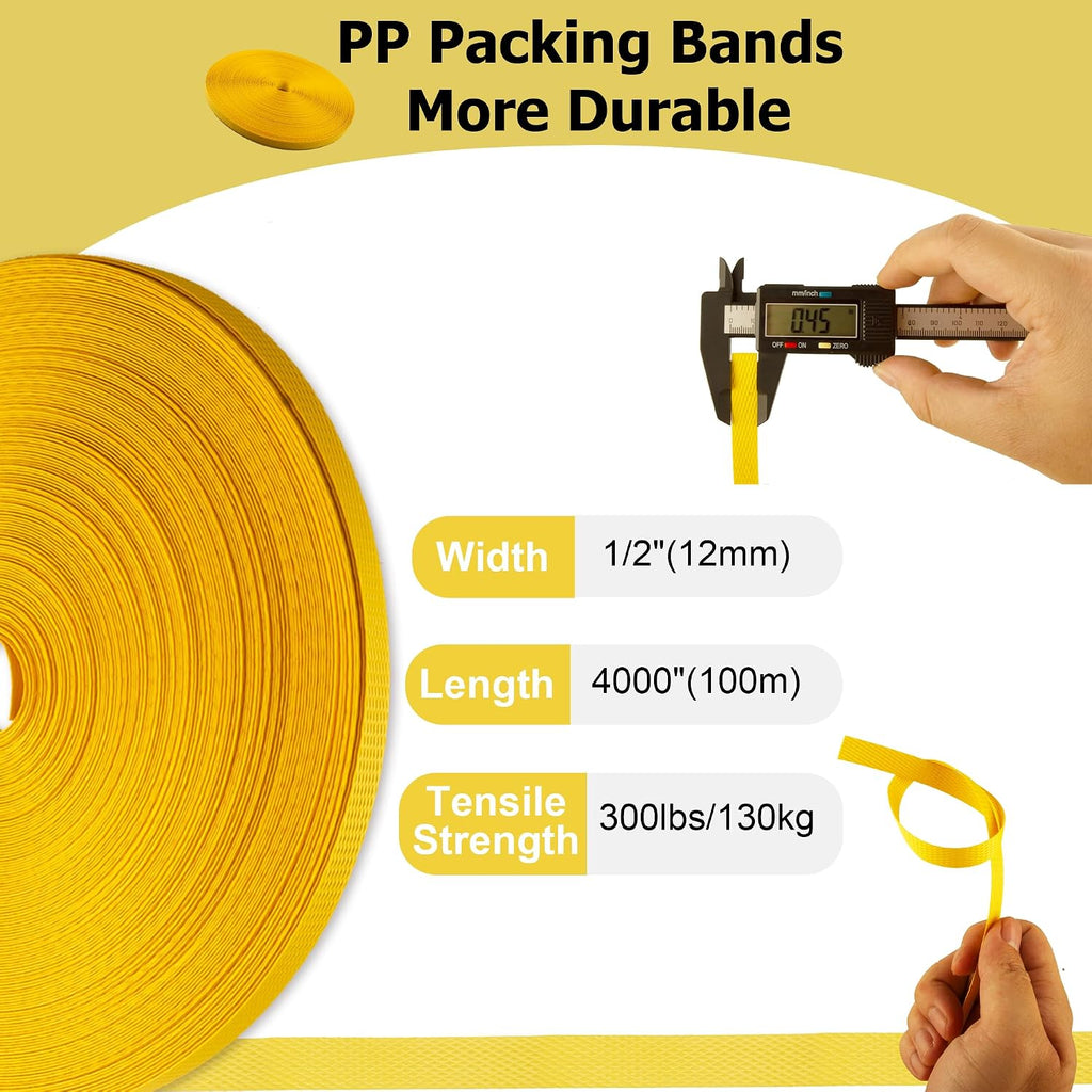 Heavy Duty Packaging Banding Strapping Kit, 4 in 1 Pallet Strapping Kit with Poly Strapping Tensioner, Banding Sealer