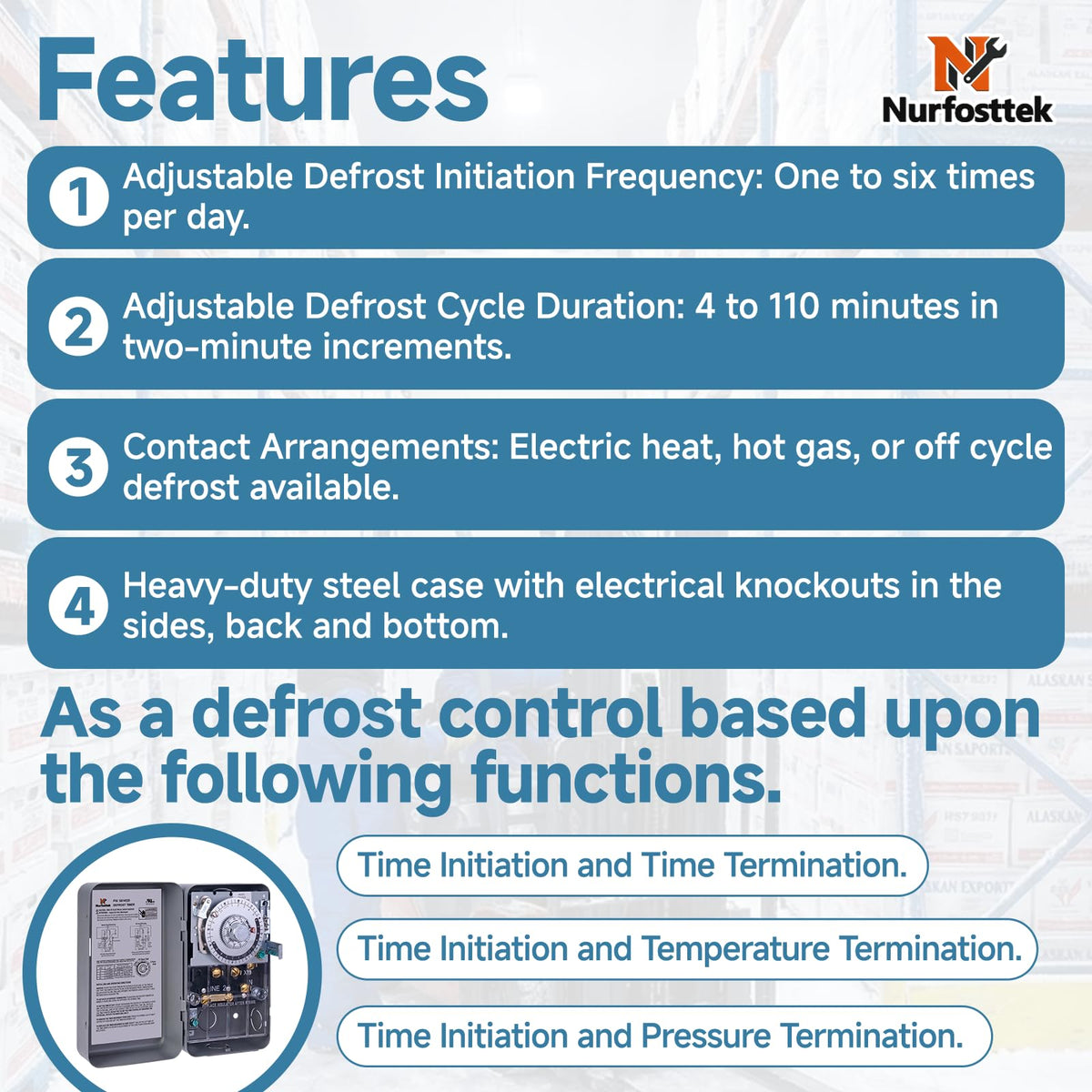 Nurfosttek S8145-20 Commercial Defrost Timer for Refrigeration Systems