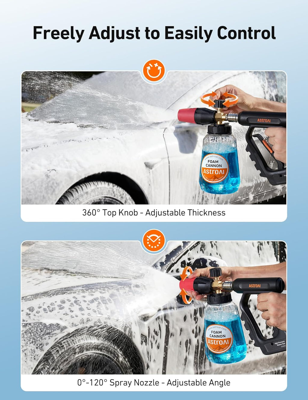 Foam Cannon for Pressure Washer with 1/4" Quick Connect Plug, 1 L | Thick Foam, Car Wash, Heavy Duty Snow Clear