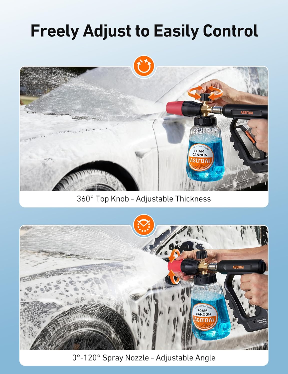 Foam Cannon for Pressure Washer with 1/4" Quick Connect Plug, 1 L | Thick Foam, Car Wash, Heavy Duty Snow Clear