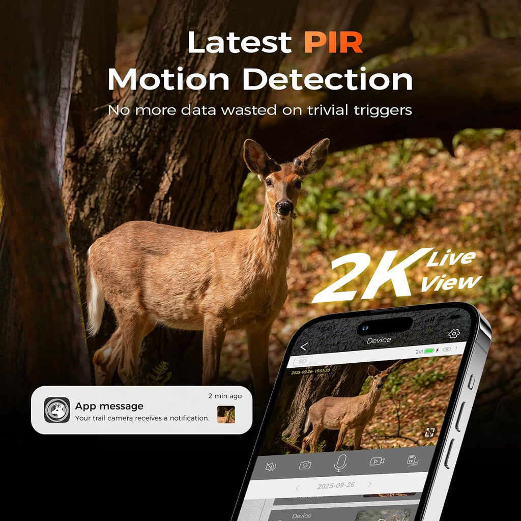 4G LTE Cellular Trail Cameras, 360° View Live Streaming Solar Cam | Game Camera Built-in SIM Card, PIR Motion