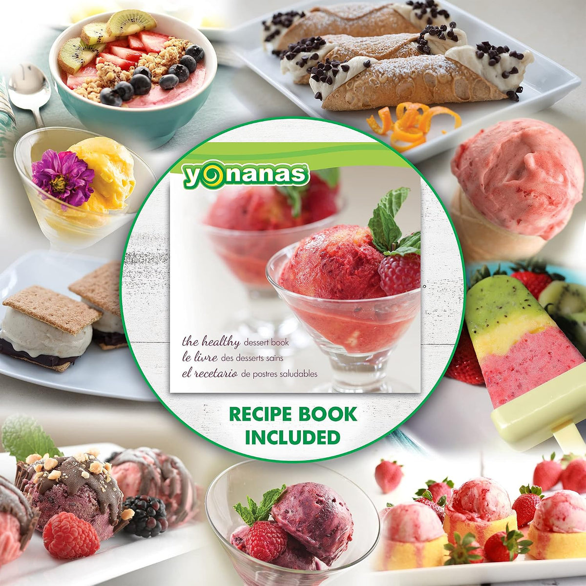 Classic Frozen Fruit Soft Serve Maker for Healthy Vegan and Dairy-Free Treats, 200W Silver Machine with 36 Recipes