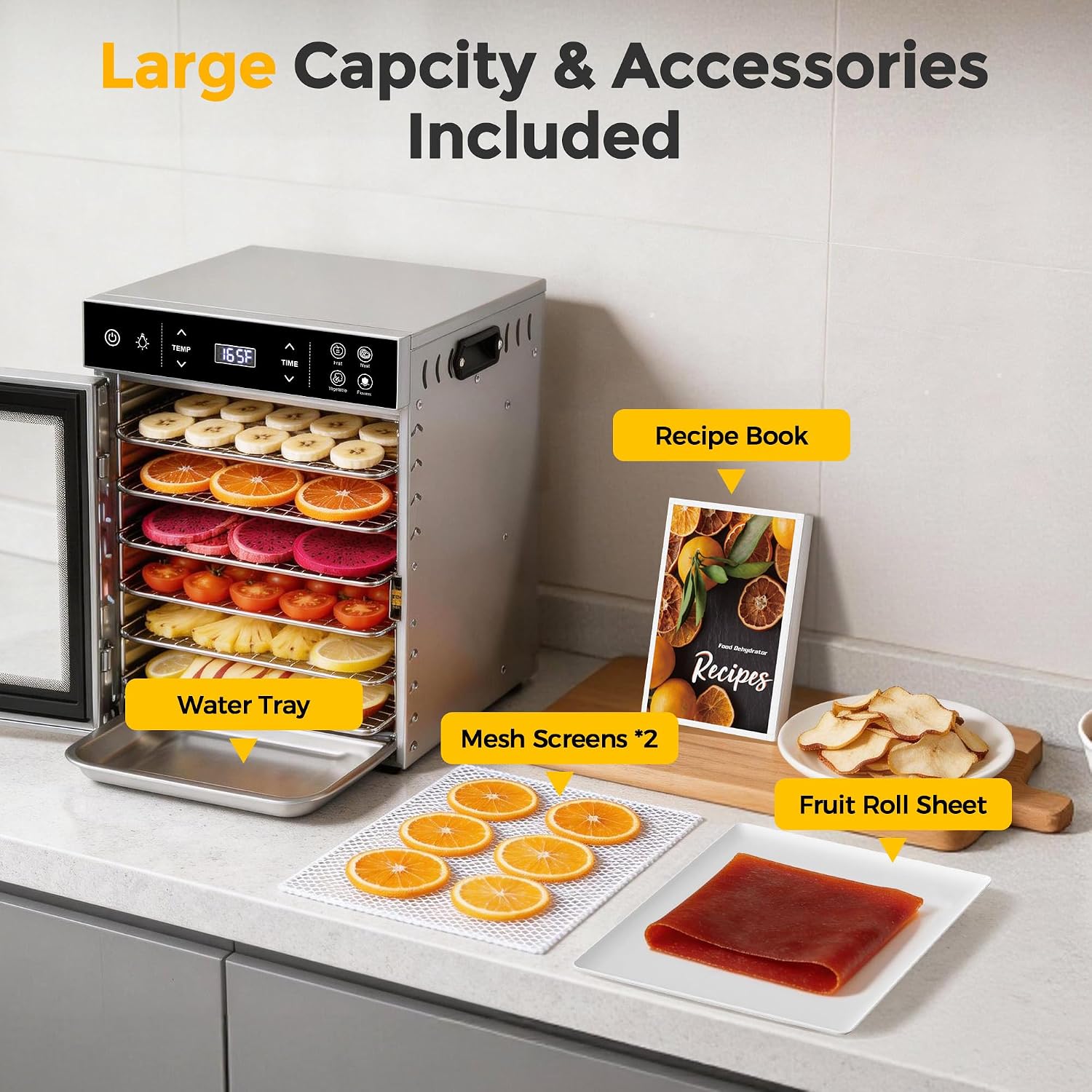 400W Food Dehydrator with 10 Trays for Jerky, Fruit, Veg, Meat
