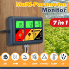 UIUZMAR pH EC Meter for Hydroponics 7 in 1 pH EC PPM CF ORP Temp Humidity