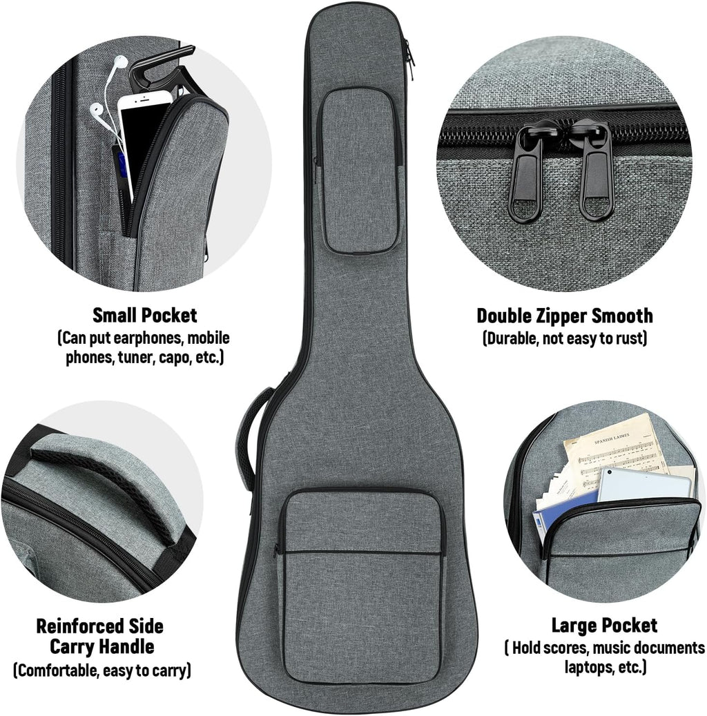 Electric Guitar Bag Padded Electric Guitar Gig Bag 11.5mm Padding Soft Guitar Case with Neck Strap, Back Hanger Loop