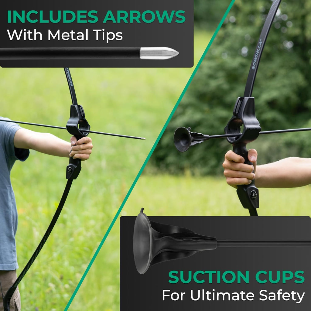 Bow and Arrow for Kids Ages 6+ | Beginner Archery Set with Aim Guide, 6 Carbon Hybrid Arrows & 3 Targets | 3-Piece