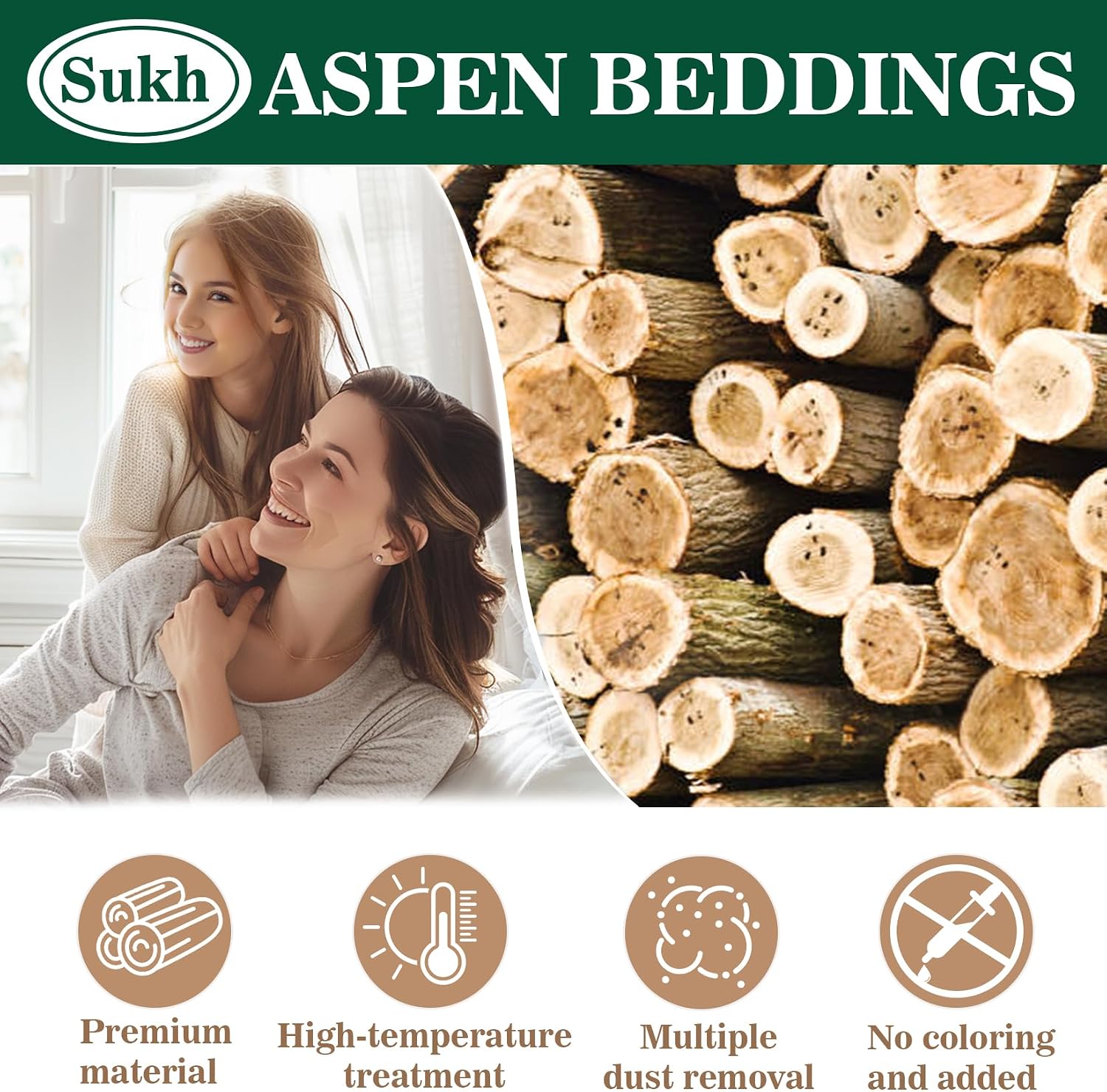 Hamster Bedding - Aspen Shavings Small Animal Pet Bedding | Aspen Bedding for Small Animals, Guinea Pigs, Rabbits