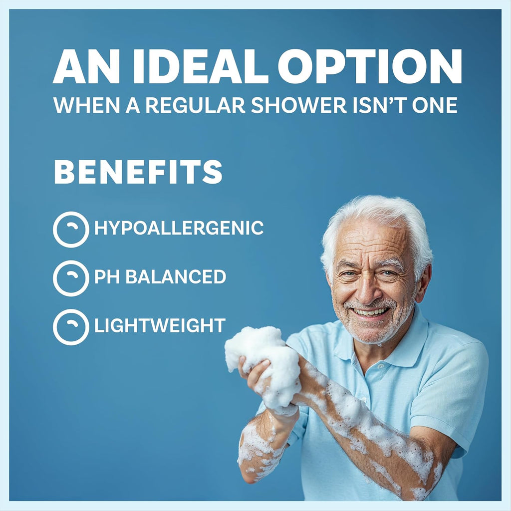 Disposable No Rinse Bathing Wipes - 25 Pack - All-in-1 Single Use Shower Wipes, Simply Dampen, Lather, and Dry
