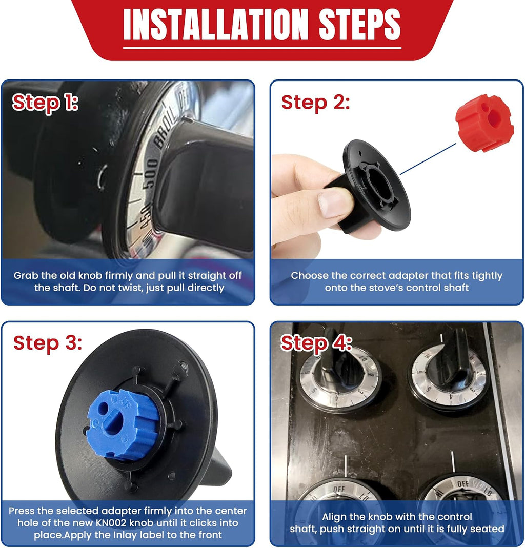 KN002 Stove Knobs Replacement for Roper Whirlpool Electric Stove - 5 Pack | KN002 RKE Electric Range Burner Knobs