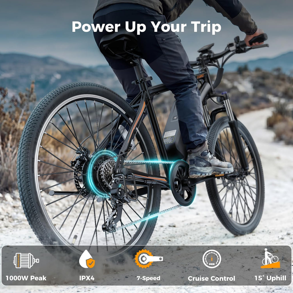EB5 Electric Bike for Adults 26" tire with 1000W Peak Motor | Removable Battery Commuting Electric Mountain Bike,Up