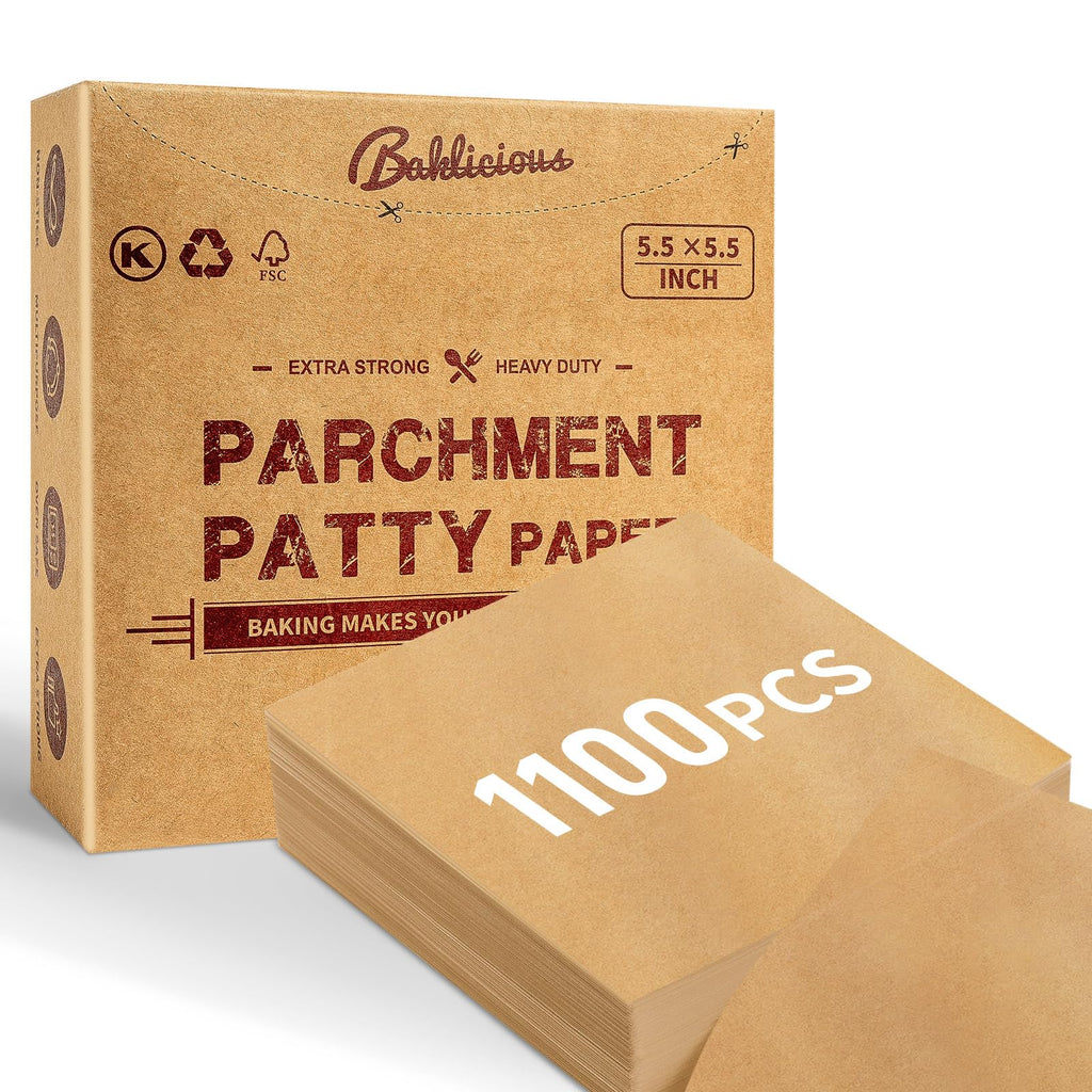 5.5x5.5inch 1100pcs Unbleached Non-Stick Hamburger Patty Paper
