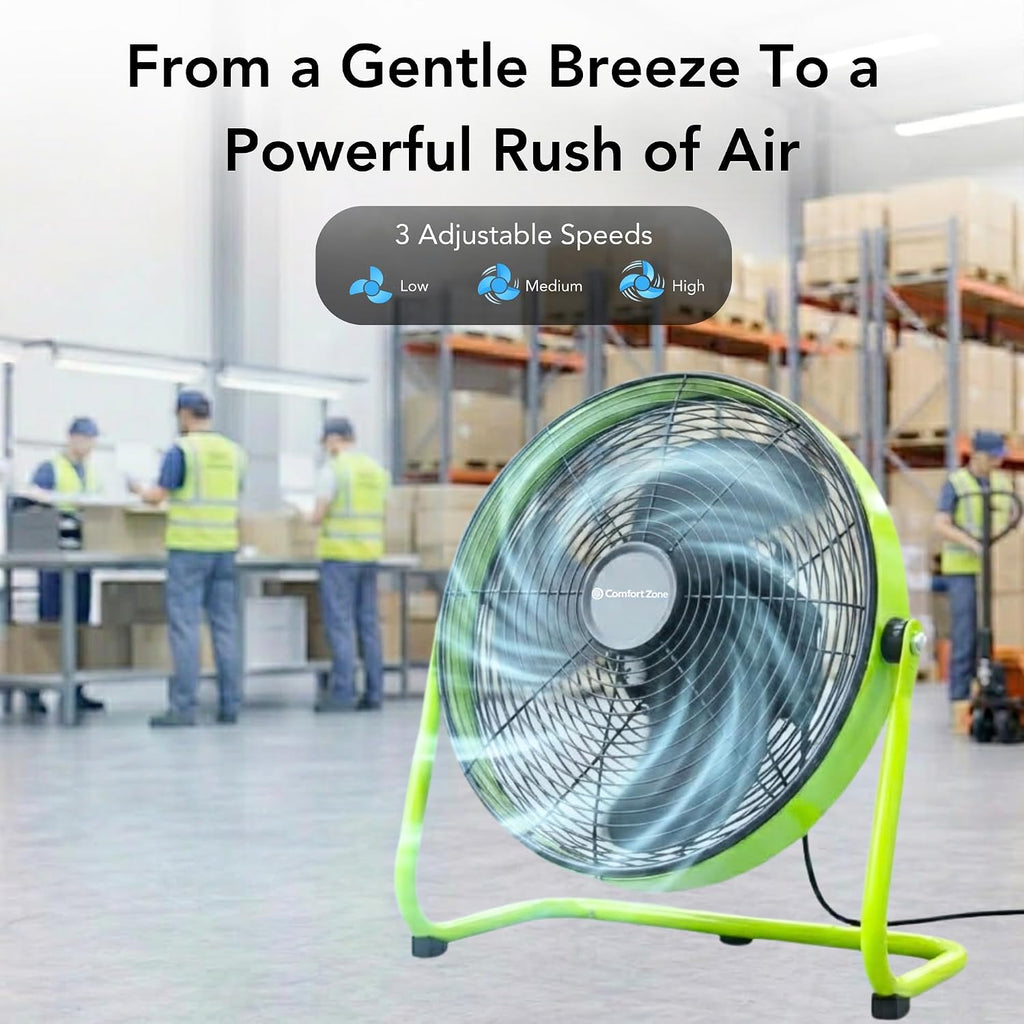 COMFORT ZONE 20-Inch High-Velocity Industrial Floor Fan