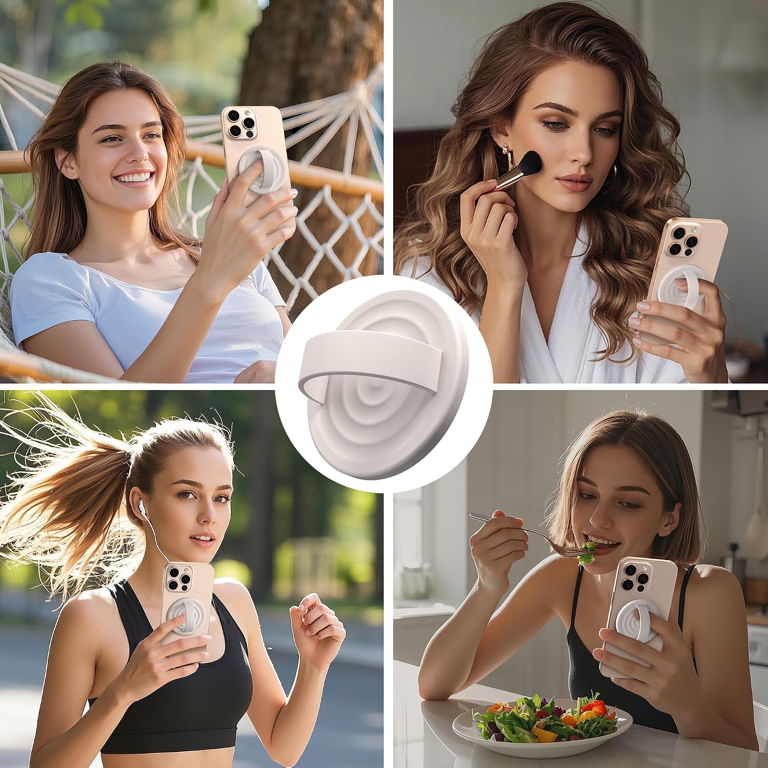 Magnetic Phone Grip Ring Holder, Liquid Silicone Magnet Cell Phone Grip Finger Loop, Compatible with Magsafe, Back of