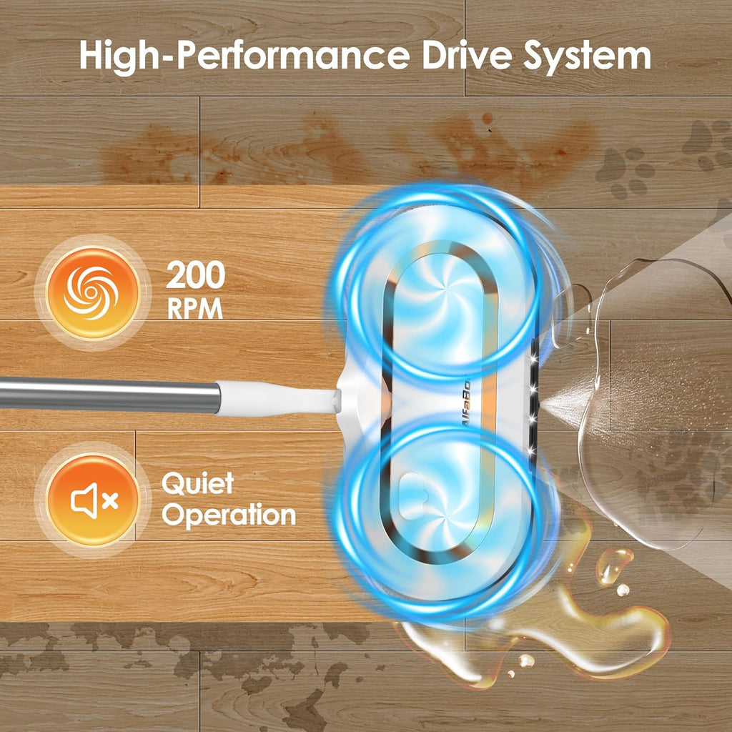 Cordless Electric Mop for Floor Cleaning, Dual Spin with LED Headlight, Water Spray, Long-Lasting Battery