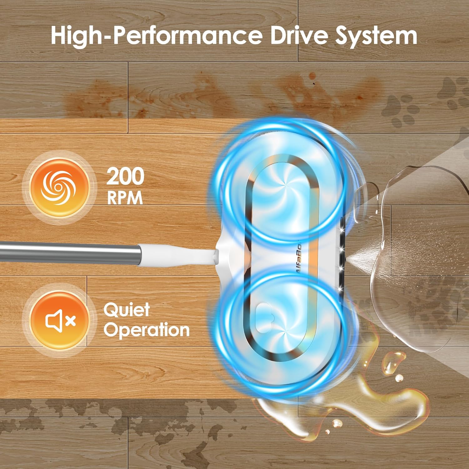 Cordless Electric Mop for Floor Cleaning, Dual Spin with LED Headlight, Water Spray, Long-Lasting Battery