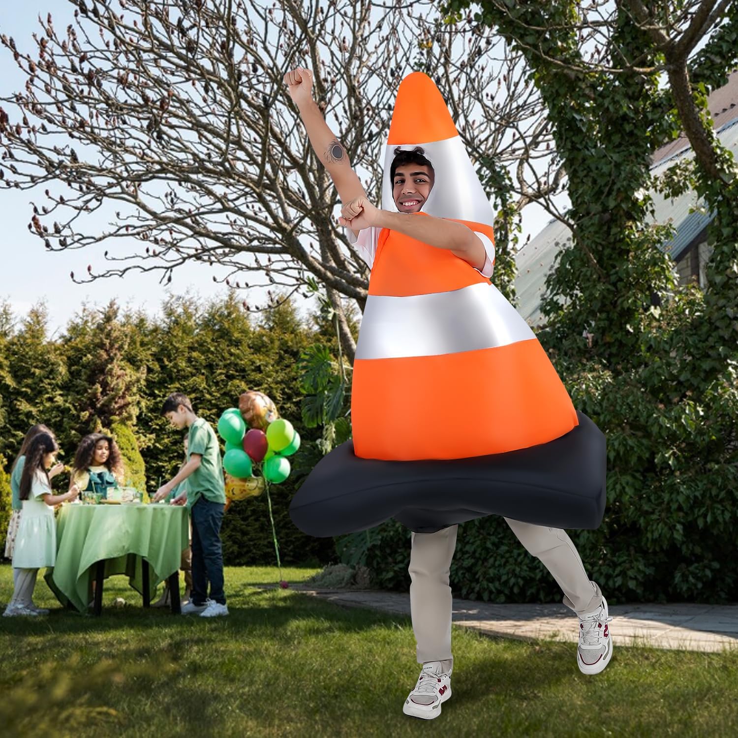 Inflatable Costume For Adults, Inflatable Traffic Cone Costume Funny Blow Up Animal Suit for Halloween - Men and Women