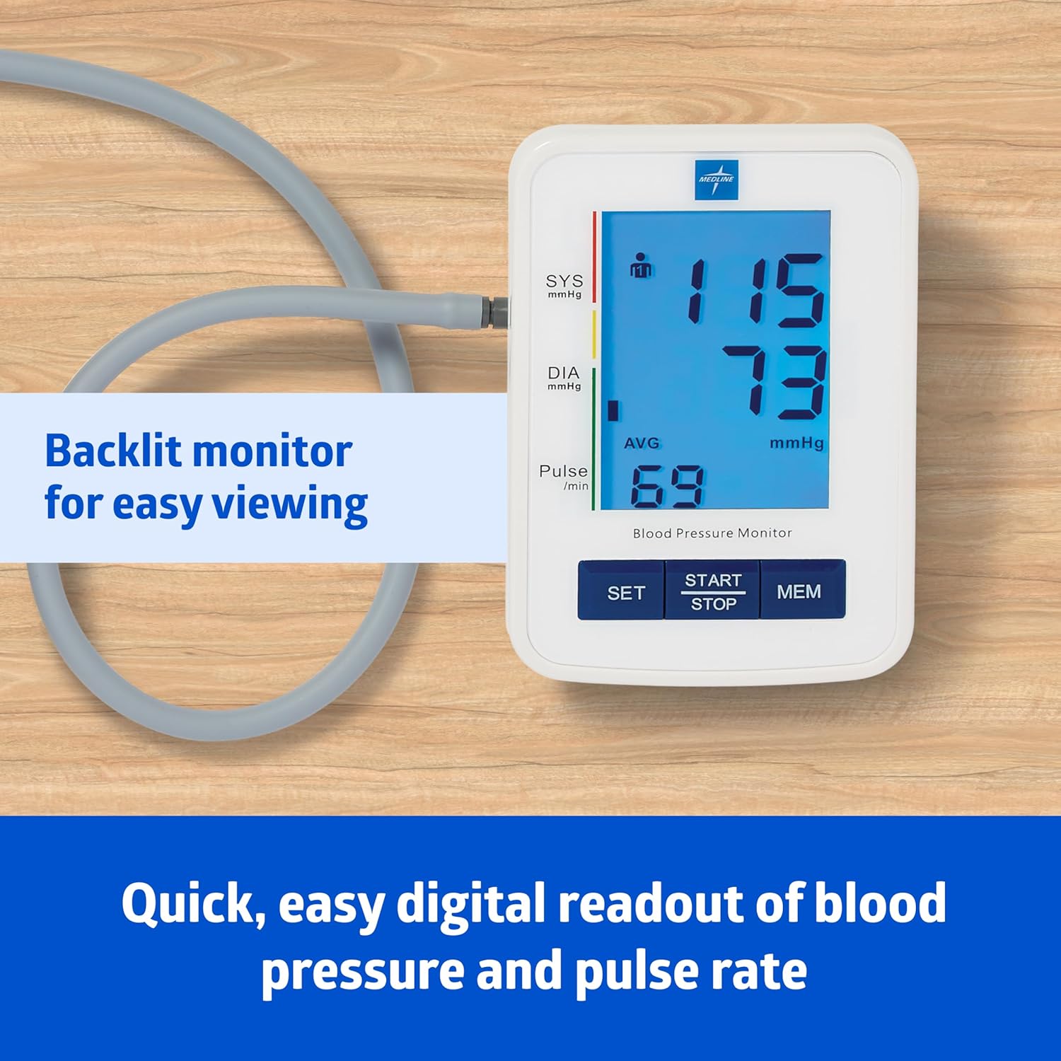 digital Blood Pressure Monitor, Adult Upper Arm Cuff, Digital LCD Display, Stores Up To 90 Readings, Batteries