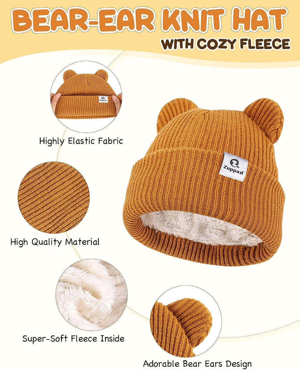 Baby Beanie Mittens Scarf Set,Toddler Infant Kids Winter Hat with Bear Ear Thermal Gloves Neck Warmer Set for Girls Boys