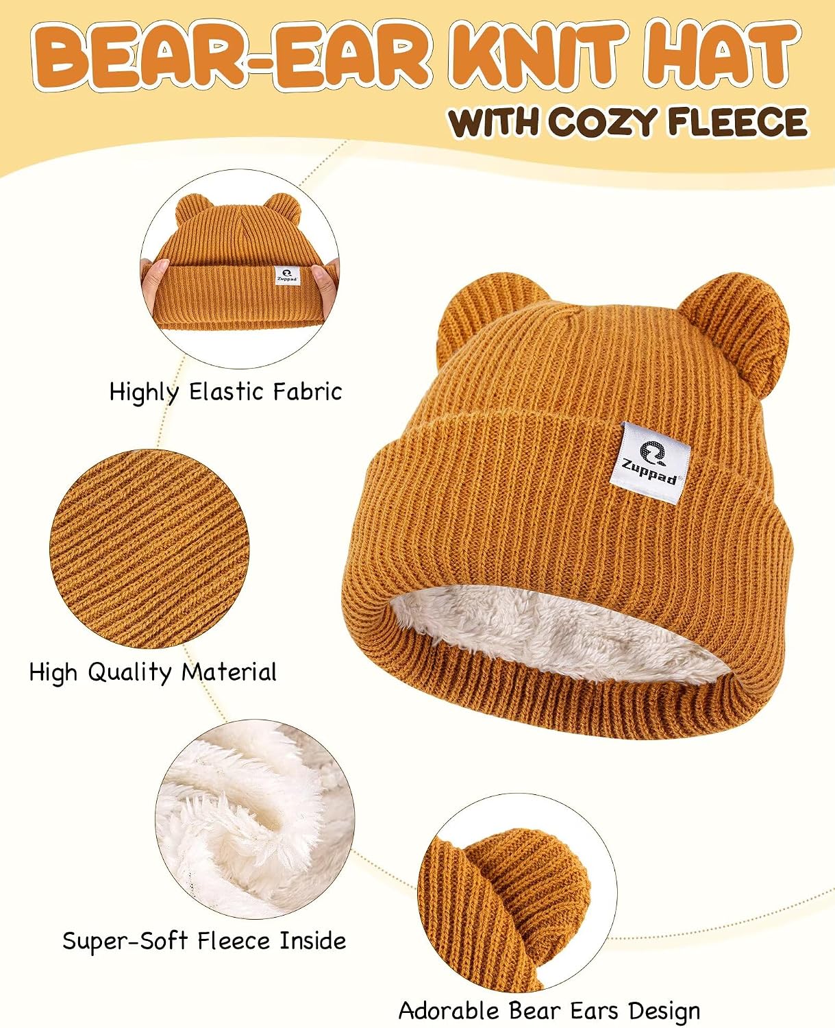 Baby Beanie Mittens Scarf Set,Toddler Infant Kids Winter Hat with Bear Ear Thermal Gloves Neck Warmer Set for Girls Boys