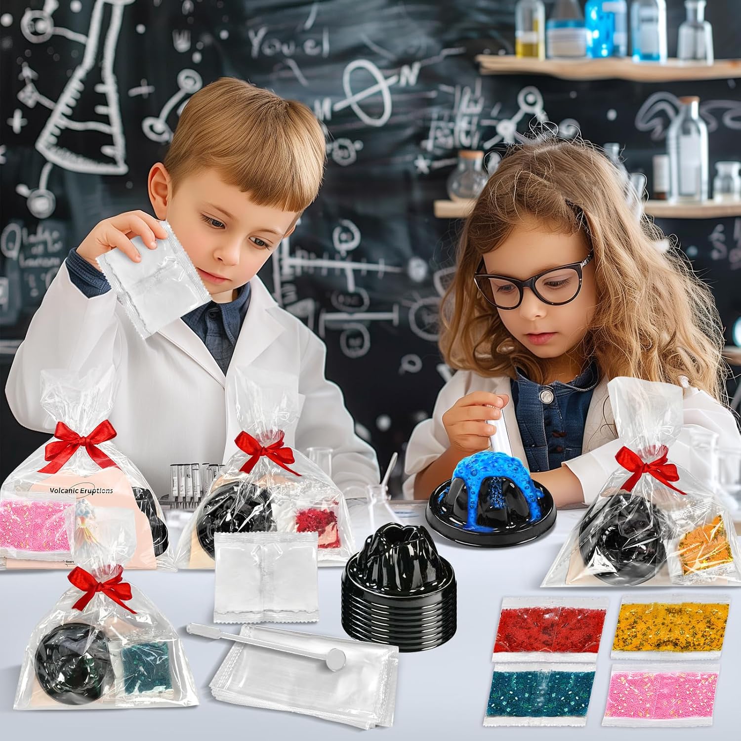 24Pcs Volcano Eruption Science Kit Party Favor Experiments Gifts for 4-6 8-12 Age Boys and Girls Valentine's Day