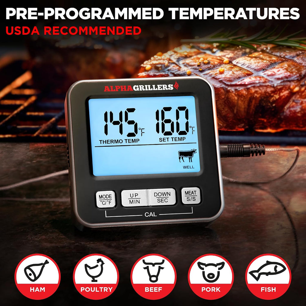 Meat Thermometer Digital, Wired Probe for Oven & Grill