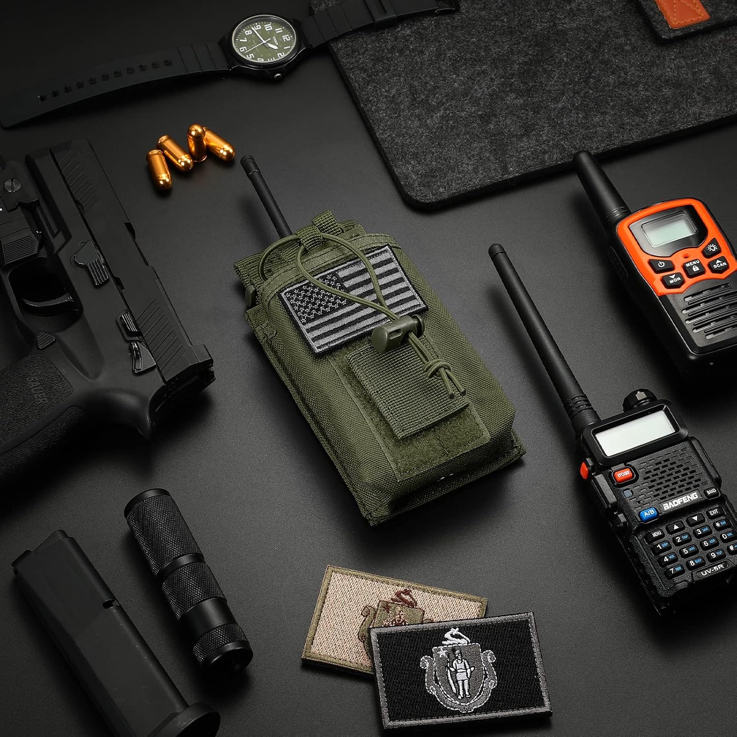 Tactical Radio Holder Radio Holster Molle Radio Pouch Universal Radio Case Military Heavy Duty Radio Bag for Police