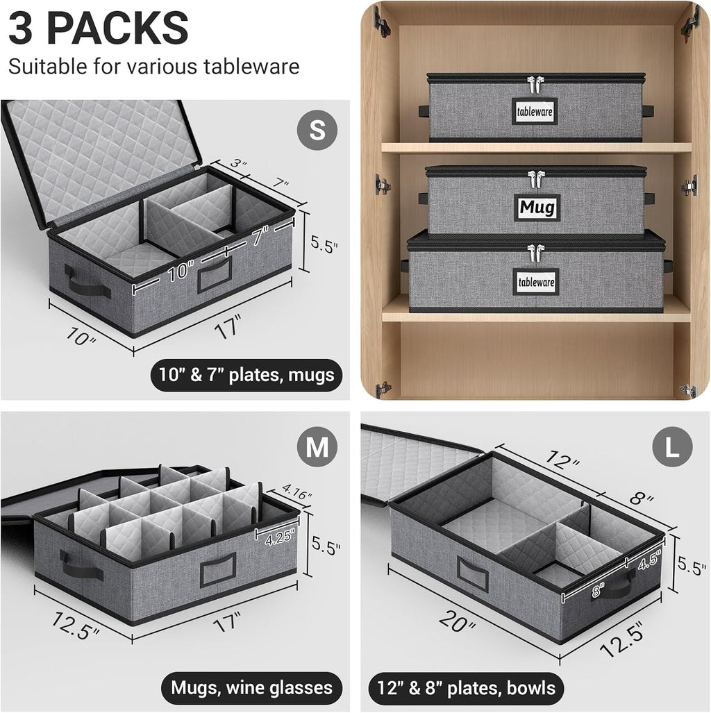 Large Capacity China Storage Containers Hard Shell Plate Storage Containers, Kitchen Packing Moving Boxes for Dishes