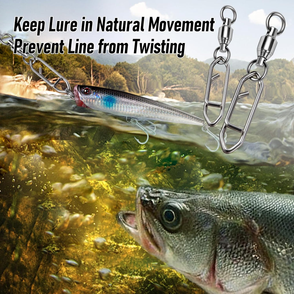 30-Pack Fishing Speed Clips Quick Change Snap Swivels, Ball Bearing Swivel Power Clips Fishing Snap Swivels