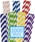 1000 Pack Paper Straws (Assorted Colors) | Bulk Pack, Disposable