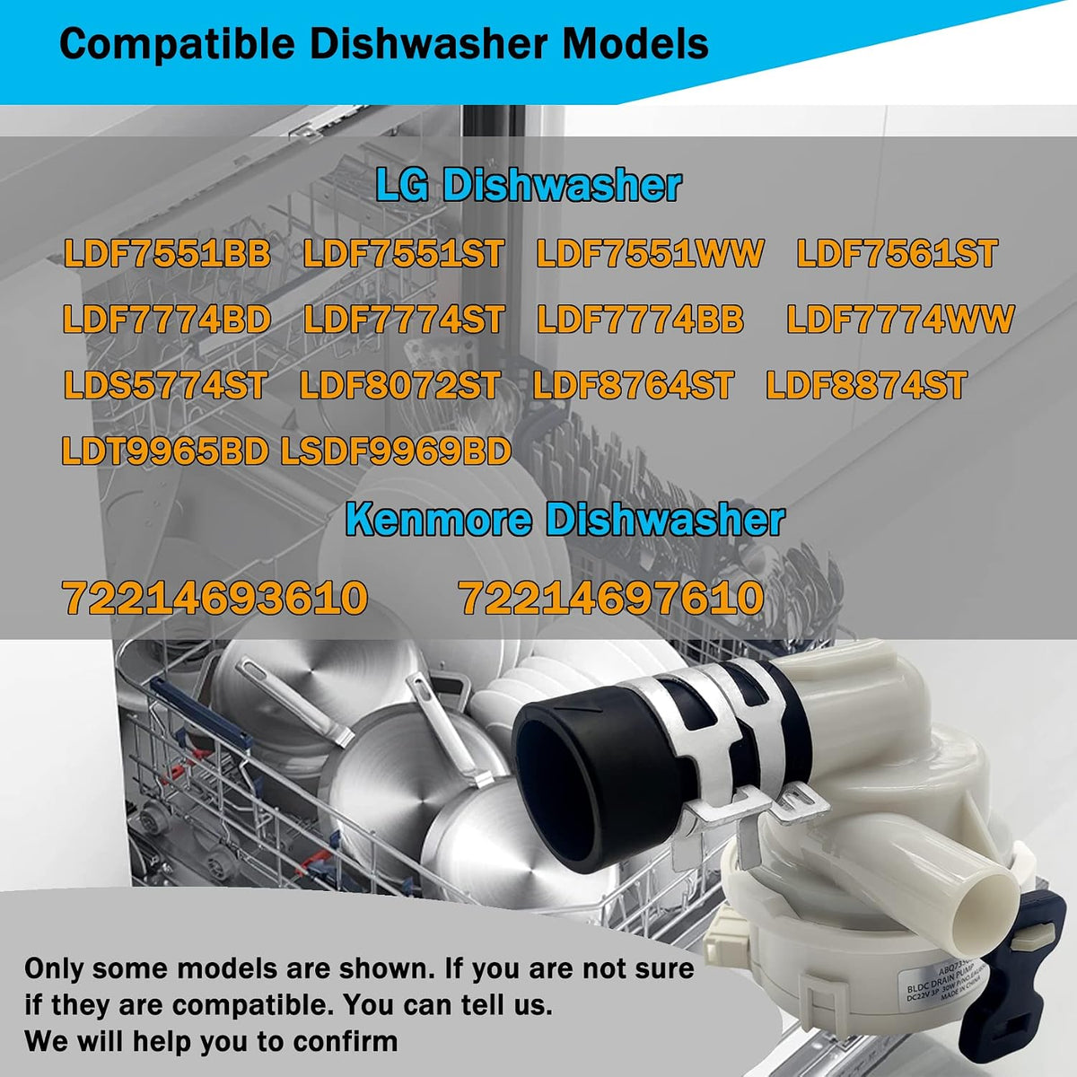 ABQ73503002 ABQ73503004 Dishwasher Drain Pump Assembly Compatible with LG Dishwasher, ABQ73503004 ABQ73503002 Drain Hose Pump, Included Case Assembly -10 Year Warranty