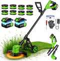 14" Electric String Trimmer Cordless Battery Powered Weed Eater with Wheel, 3-in-1 Cordless Grass Trimmer/Electric