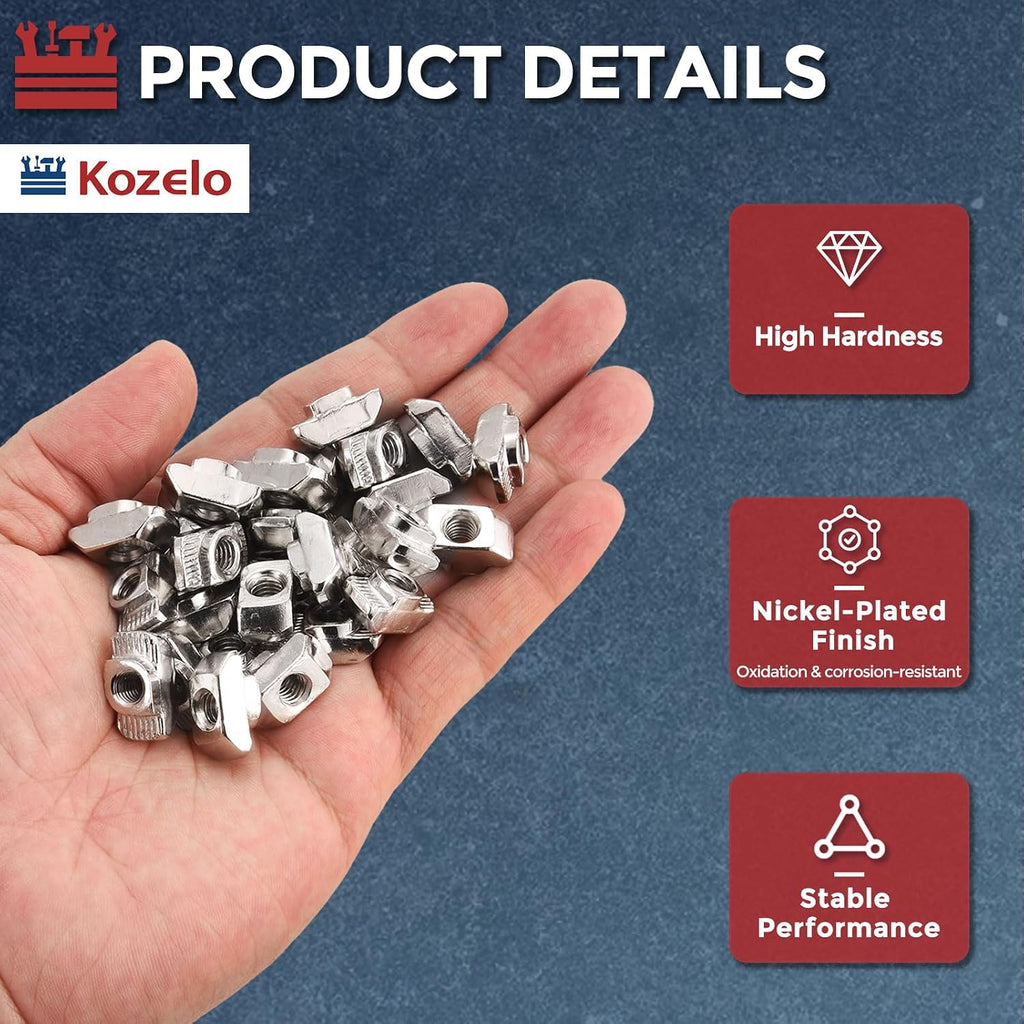 100Pcs t Slot Nuts M3-0.5 3030 Series for Aluminum Extrusion Silver