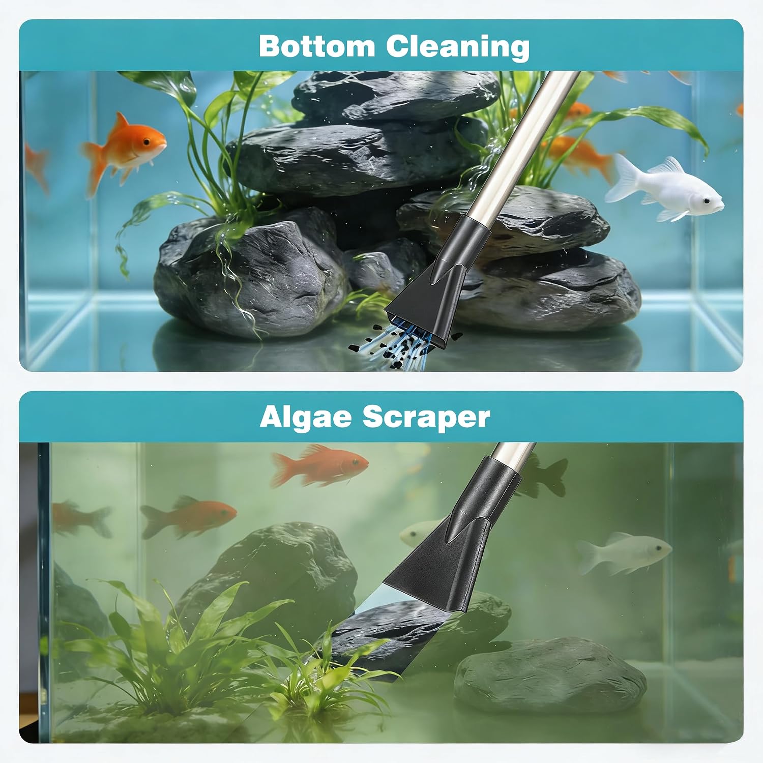 Aquarium Gravel Vacuum Sand Cleaner with 6Ft Pipe Fish Tank Water Changer Adjustable Length ABS(for 3~8Gal Tank)