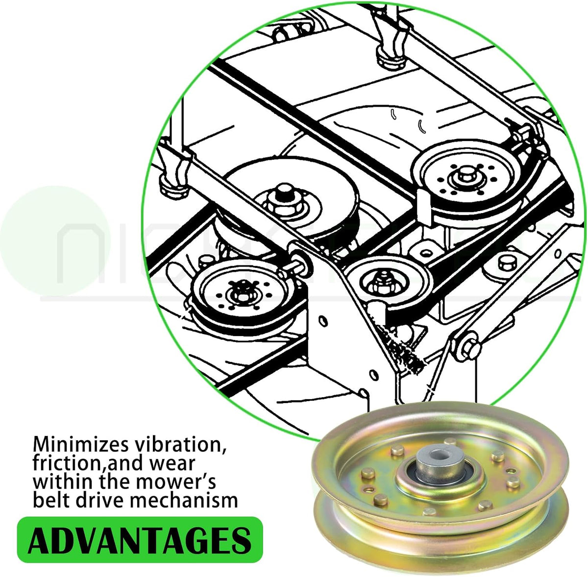 756-04129B Idler Pulley for Cub Cadet 42" 50" RZT 50 LTX1040 Deck