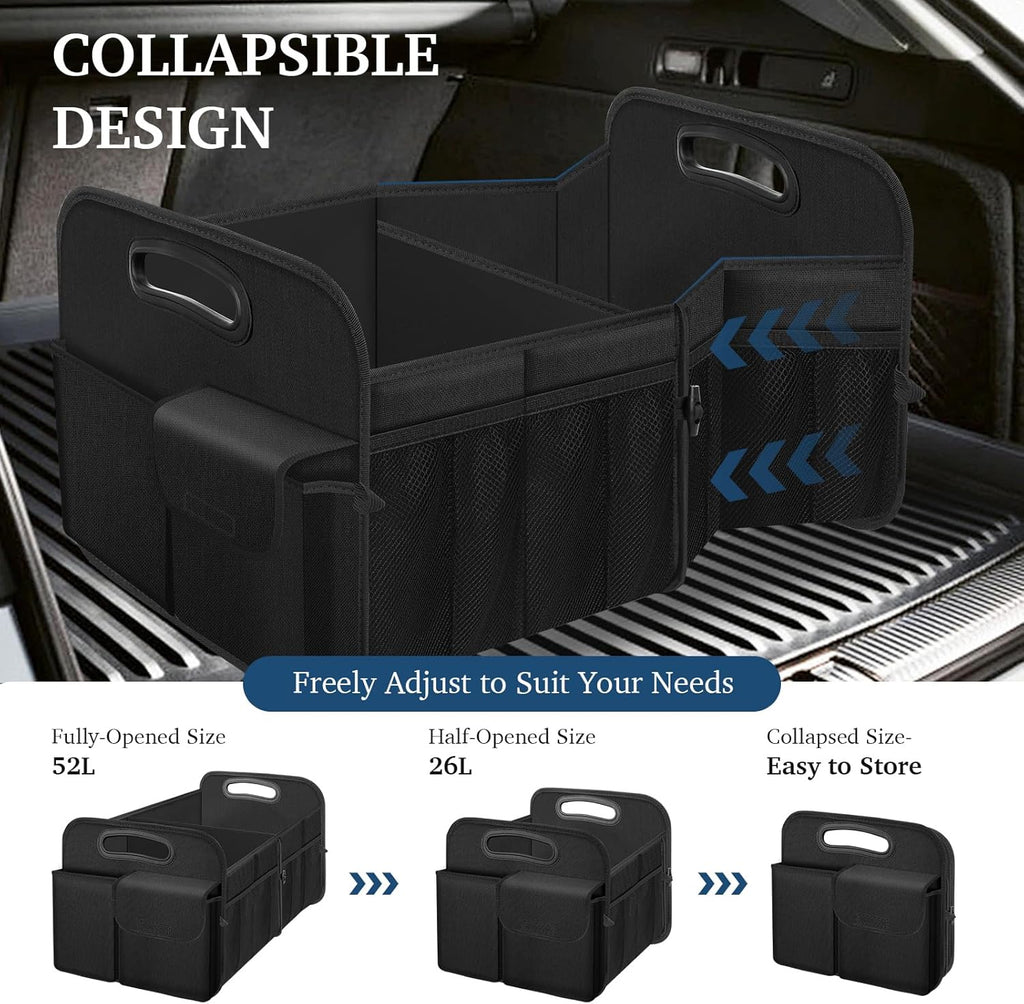 Car Trunk Organizer with Large Capacity Waterproof Car Accessories for Women & Men, Collapsible Trunk Organizer for