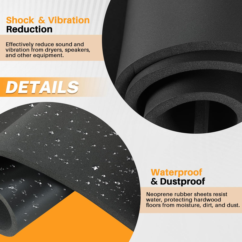 1/2" T x 13" W x 60" L Neoprene Foam Padding Without Adhesive
