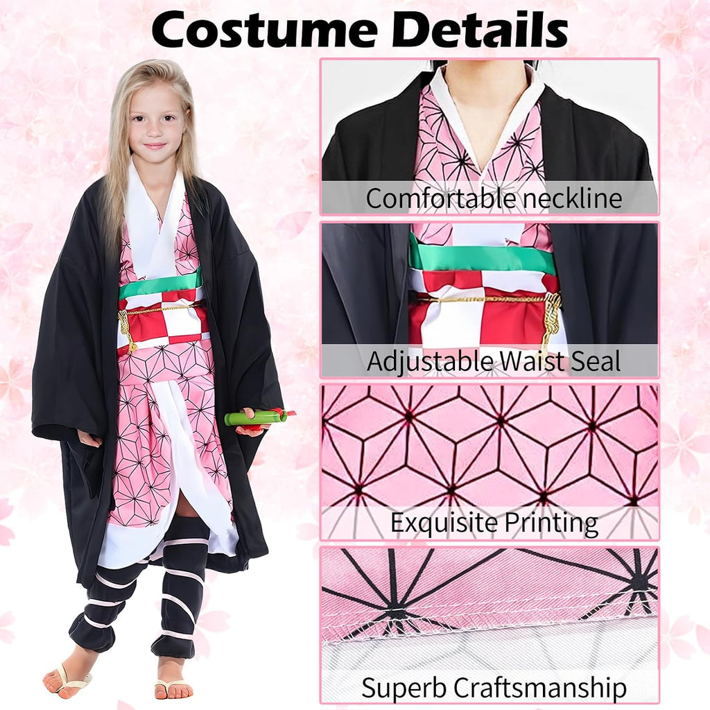 Kamado Anime Cosplay Costume Kimono Outfit, Anime Costume Kids Halloween Costume, Halloween Costume for Boys Girls