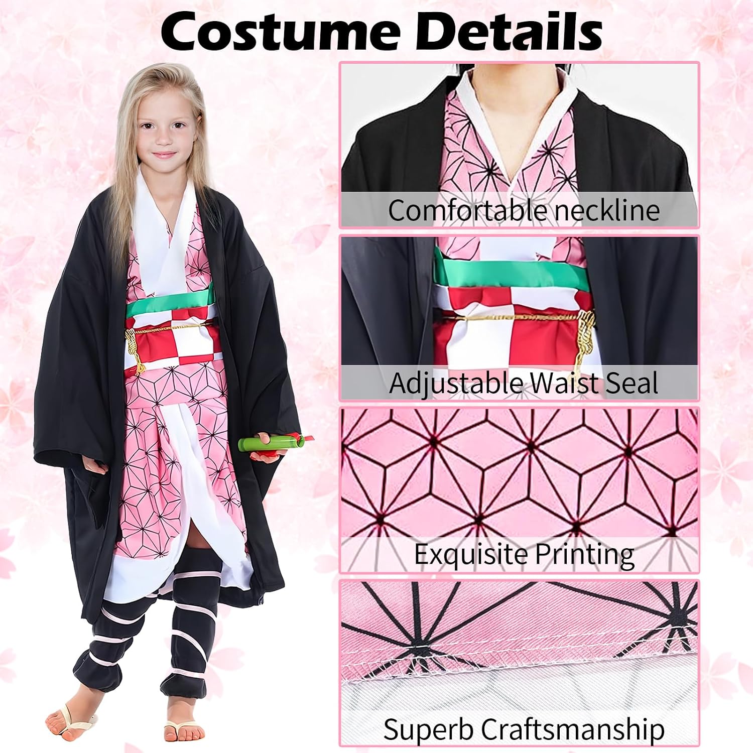 Kamado Anime Cosplay Costume Kimono Outfit, Anime Costume Kids Halloween Costume, Halloween Costume for Boys Girls