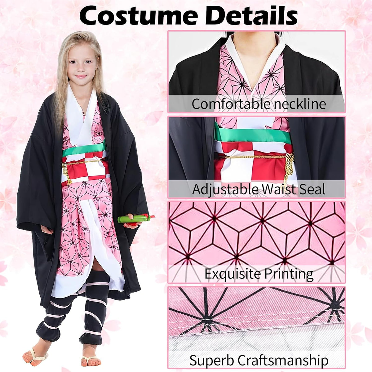 Kamado Anime Cosplay Costume Kimono Outfit, Anime Costume Kids Halloween Costume, Halloween Costume for Boys Girls